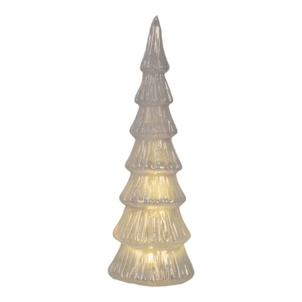 6gl4643 decorazione natalizia con illuminazione a led albero di natale o 11x32 cm bianco vetro